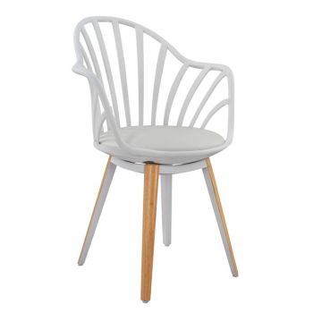 Кресло Анайс HM8049.01 бял цвят-дървени крака