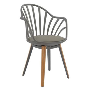 Кресло Анайс HM8049.10 сив цвят-дървени крака