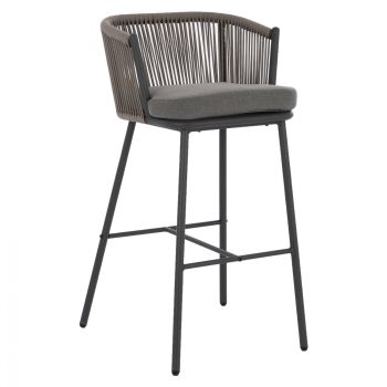 Бар стол Схини HM5714.01 плетено въже в сив цвят