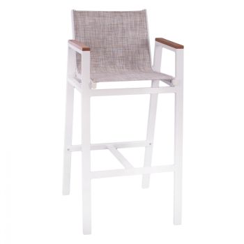 Алуминиев бар стол с полиууд HM5790.01 бял цвят