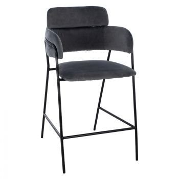 Бар стол Келсо блек HM8735.01 средна височина-сив цвят