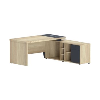 Бюро Лотус десен ъгъл 160x160x75 см 069-000111 натурал-антрацит