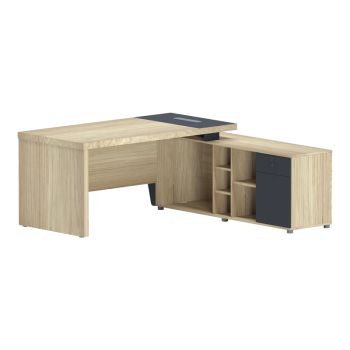Бюро Лотус десен ъгъл 180x180x75 см 069-000112 натурал-антрацит