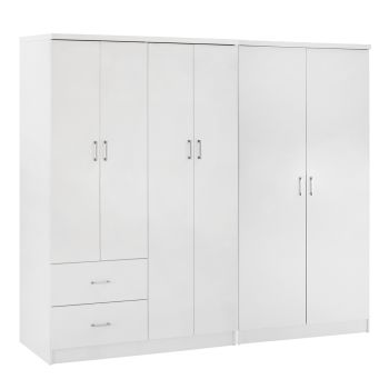 Гардероб 6-крилен 201х43х181 см HM21235.05 бял цвят