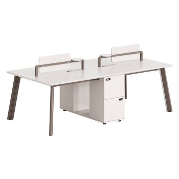 4-местно бюро 240x120 см Нюлайн HM18277 цвят кремаво бял-светло кафяв