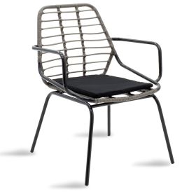 Стол с подлакътник Ньоки 140-000012 сив цвят с черна възглавница