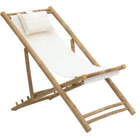 Сгъваем плажен стол Бамбук 141-000013 плат екрю