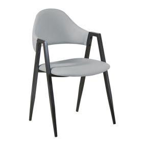 Кресло Делта ΕΜ1301.1 еко кожа сив цвят-черни крака
