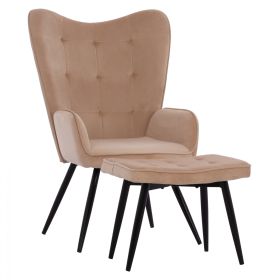 Кресло с табуретка Бергера HM8918.11 бежов цвят