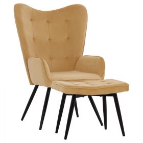 Кресло с табуретка Бергера HM8918.09 златист цвят