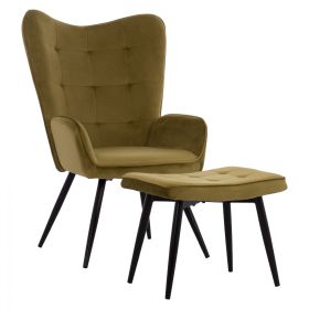 Кресло с табуретка Бергера HM8918.13 зелен цвят