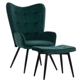 Кресло с табуретка Бергера HM8918.03 зелен цвят