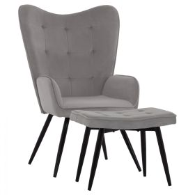 Кресло с табуретка Бергера HM8918.01 сив цвят