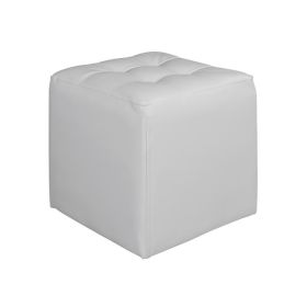 Кожена табуретка Пънк куб HM264.02 бял цвят