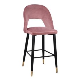 Бар стол Харпър кадифе HM8526.02 розов цвят